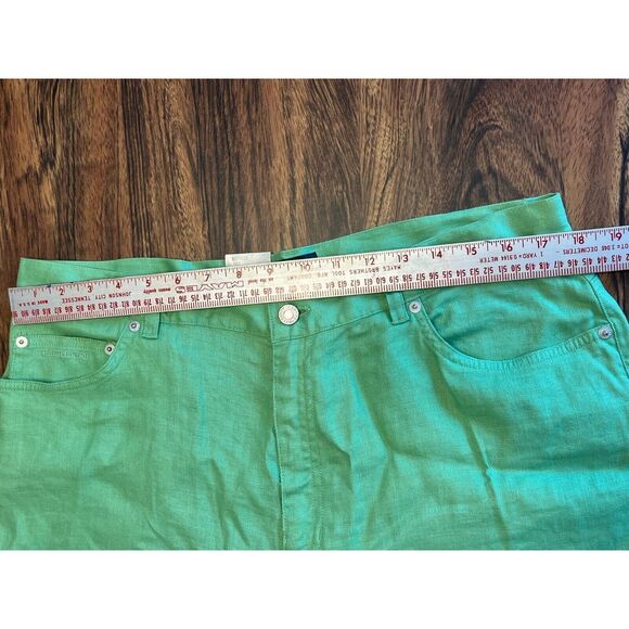 Ralph Lauren Womens Sz 16 Linen Grass Green Wide Crop Leg Spring Vtg NEW - Picture 4 of 14